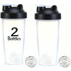 PrimeBuild shaker set graphic with a 2 Bottles label: two clear shakers, black lids, white flip caps and wire mixing balls