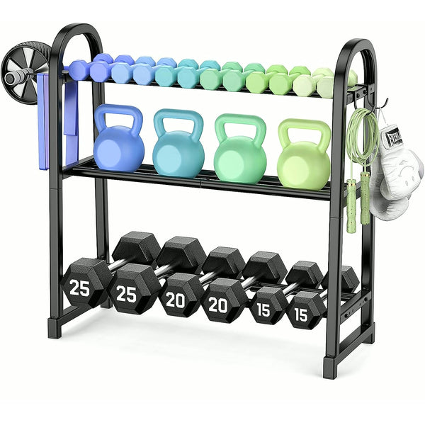 PrimeBuild™ 3-Tier Dumbbell Rack – Heavy-Duty Home Gym Storage Stand