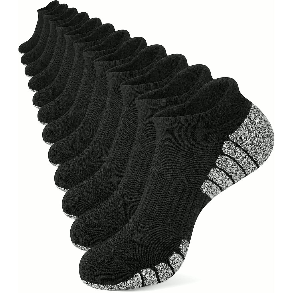 Mens Ankle Athletic Running Socks Low Cut Sports Cushioned Socks for Men 6 Pairs