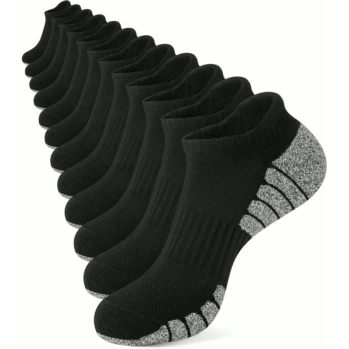Mens Ankle Athletic Running Socks Low Cut Sports Cushioned Socks for Men 6 Pairs