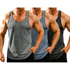 Men'S 3 Pack Gym Tank Tops Y-Back Workout Muscle Tee Training Bodybuilding Fitness Sleeveless T Shirts