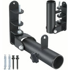 PrimeBuild Wall-Mounted Landmine Attachment in black shown open and folded upright, with mounting bolts and screws