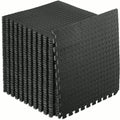 Foam Gym Mat 12 Pieces - Interlocking Puzzle Mat for Home Gym Heavy Duty Gym Floor Mat, Black