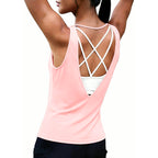 Cotton Workout Tank Tops for Women Open Back Yoga Shirts Sleeveless Athletic Running Sports Gym Tops S-XXL