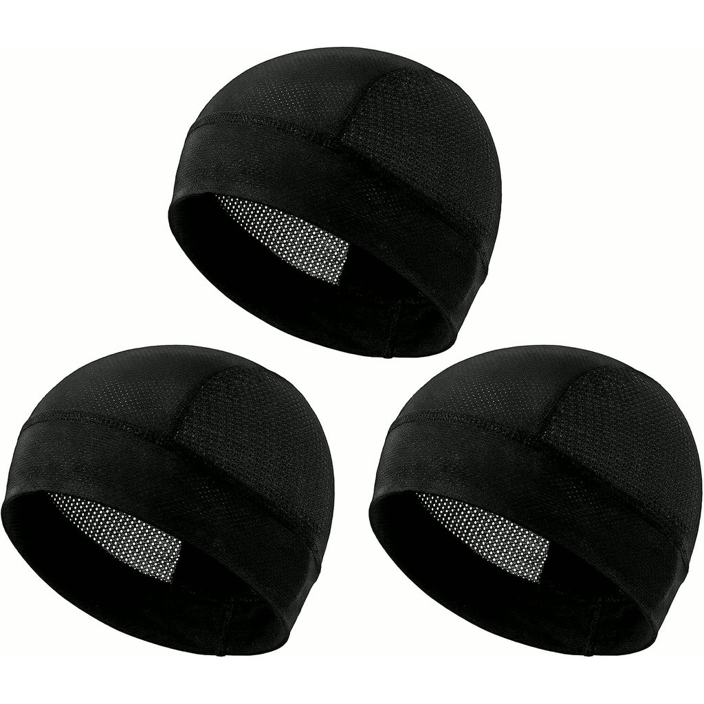 3 Pcs Breathable Mesh Skull Cap Helmet Liner Beanie Black | Lightweight Quick Dry, Sports Helmet Liner, Cooling Mesh, Cycling Running Hat, for Men Women, Sports Cycling under Helmets
