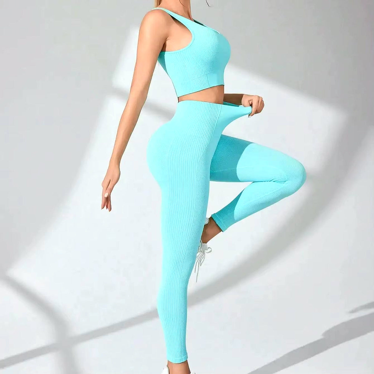 Women’S Workout Sets 2 Piece - Seamless Yoga Leggings and Cross-Strap Sports Bra Gym Outfits Activewear Matching Set