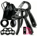 5-In-1 Grip Strength Trainer Kit with Counter, Adjustable Hand Grip(11-132 Lbs), Finger Stretcher, Grip Ring & Stress Ball – Grip Strength Trainer for Adults, Home Gym, Arm Workout Equipment