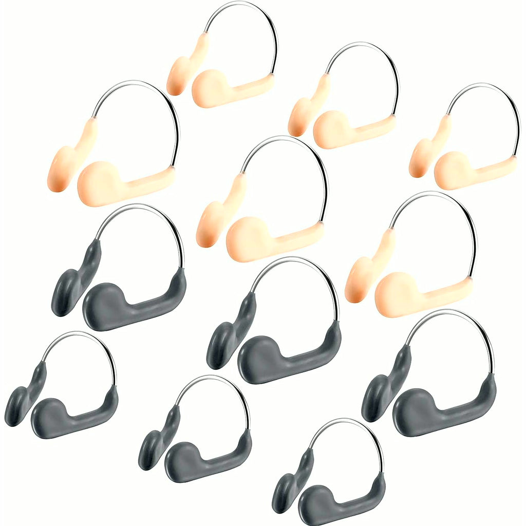 12 Pieces Swimming Nose Plug Metal Swim Nose Clip for Adult Training Swimming Beginners