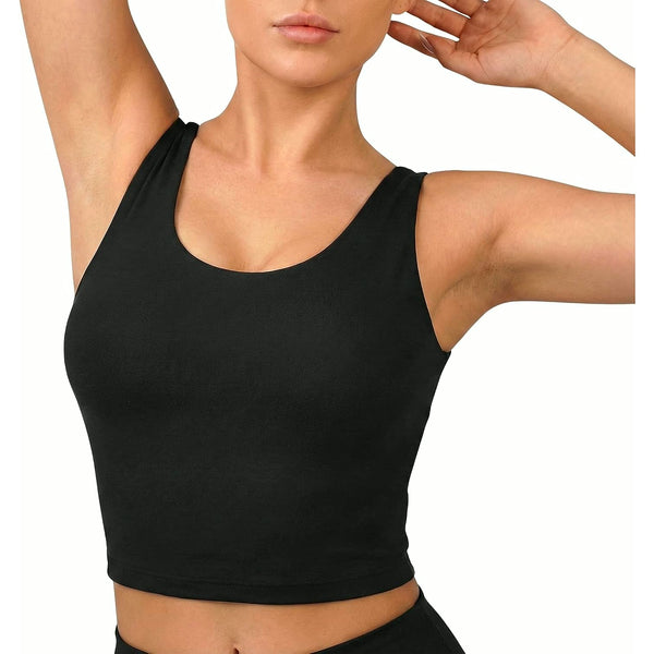PrimeBuild™ Women's Performance Tank Sports Bra – Scoop Neck Training Top