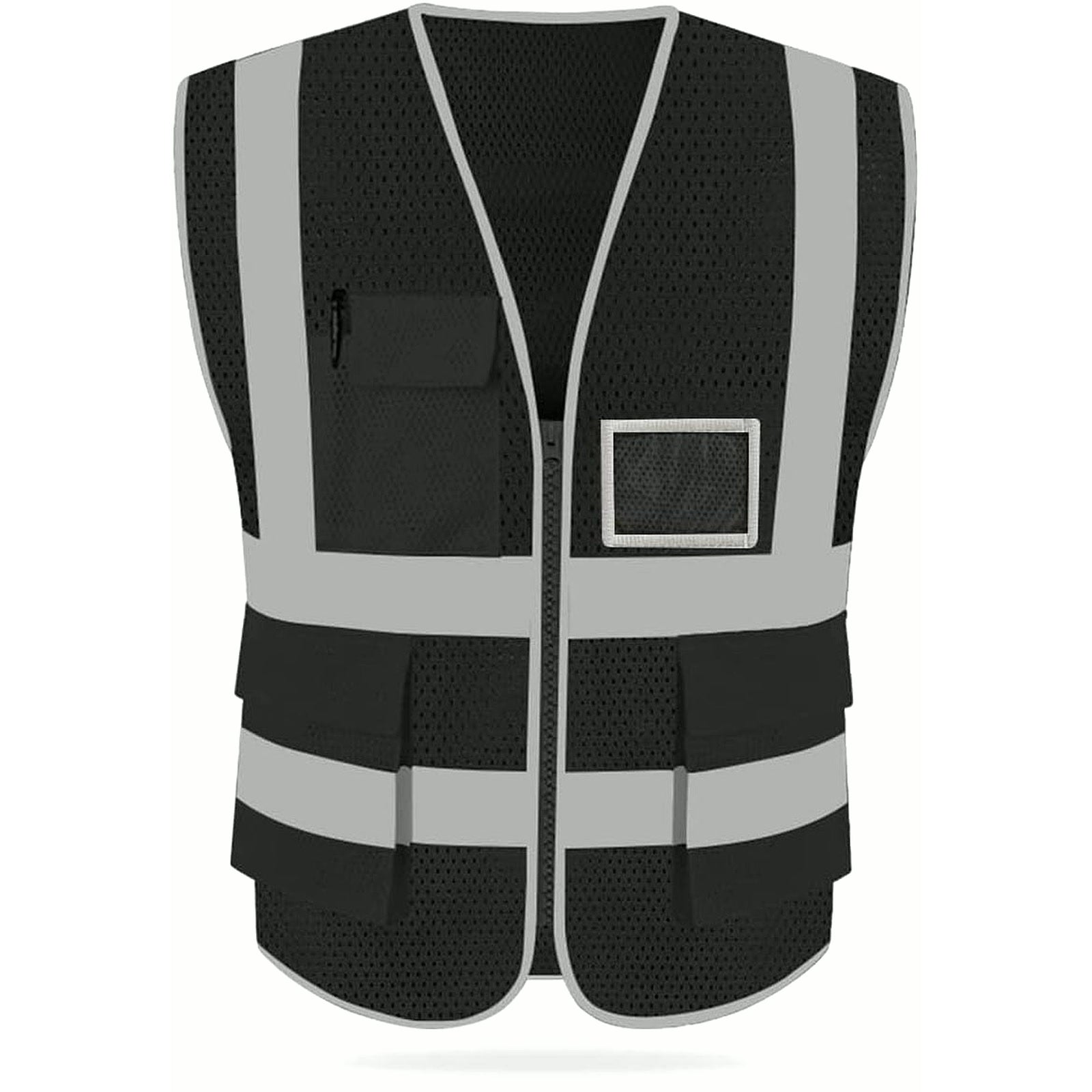 High Visibility Mesh Safety Reflective Vest with Pockets and Zipper, Meets ANSI/ISEA Standards