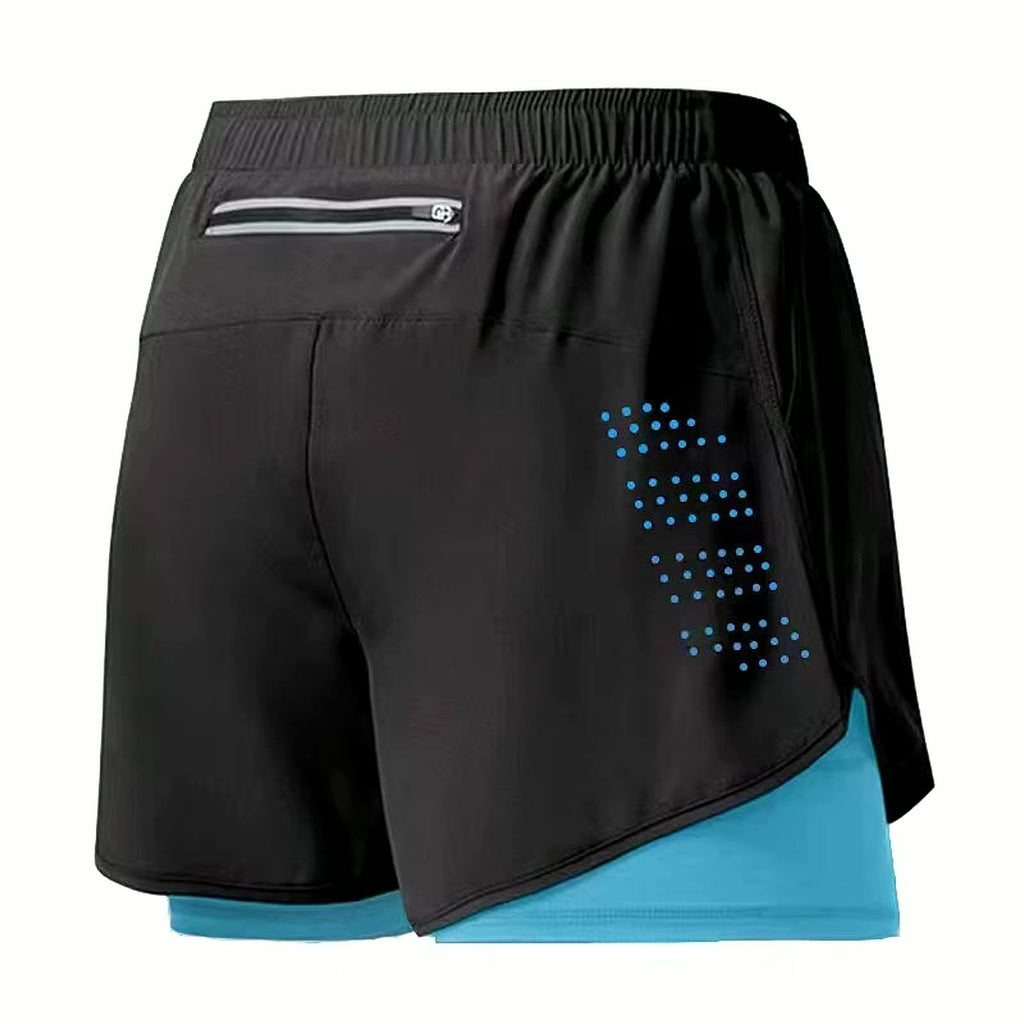 PrimeBuild Men's Double Layer Performance Shorts, product view 1