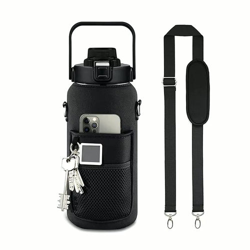 PrimeBuild 2L Motivational Water Bottle with Straw & Sleeve, product view 1