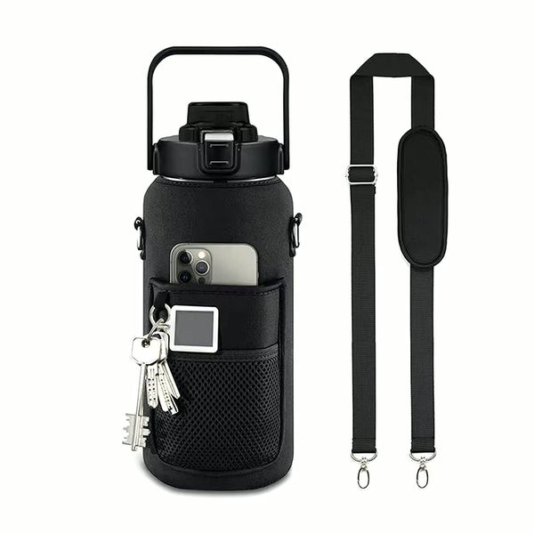 PrimeBuild™ 2L Motivational Water Bottle with Straw & Sleeve