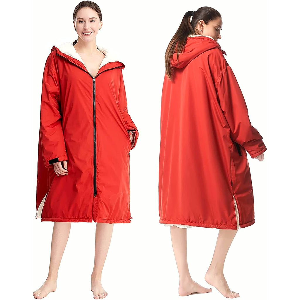 Waterproof Swim Parka: Windproof Sherpa Fleece Lined Surf Poncho