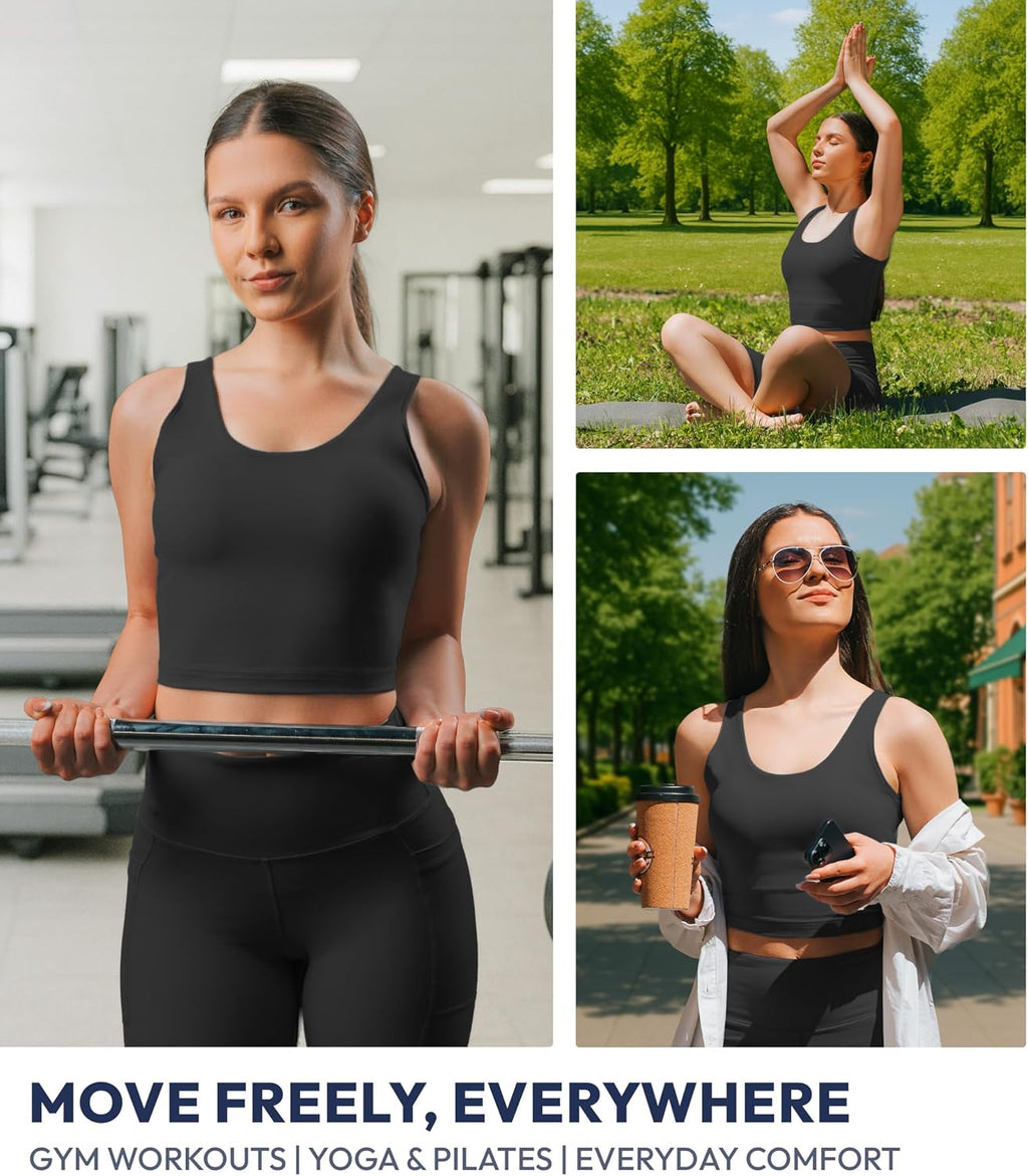 U Tank Sports Bra for Women – Scoop Neck Workout Top with Built-In Cups – Ideal for Yoga, Gym & All-Day Comfort Wear