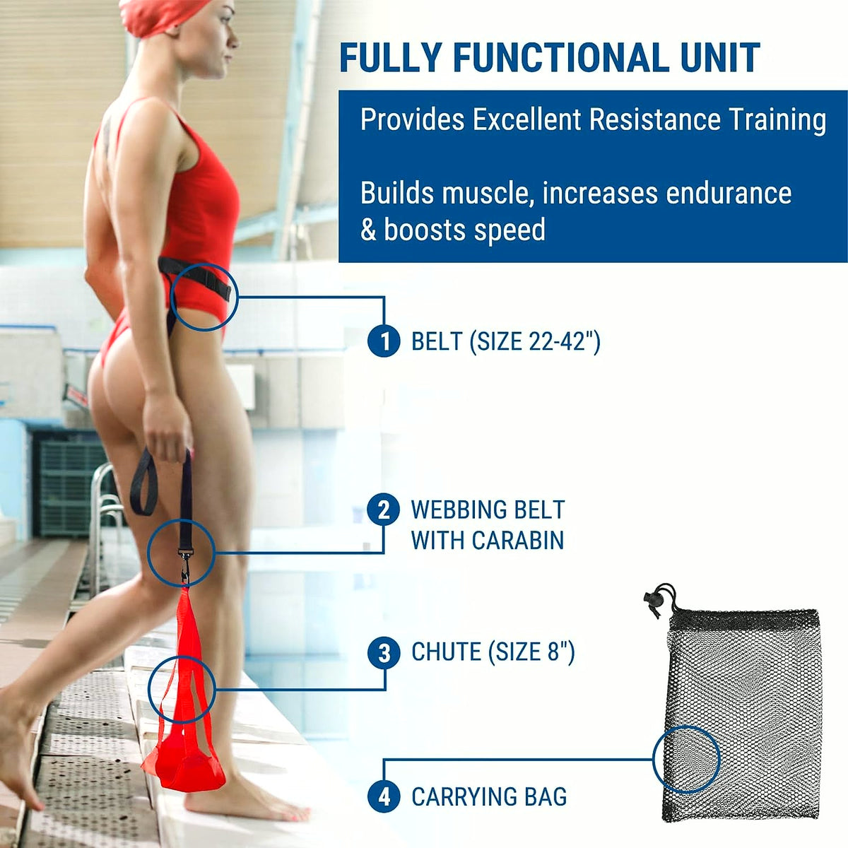 Swim Parachute - Resistance Training Equipment with Swimming Tempo Trainers