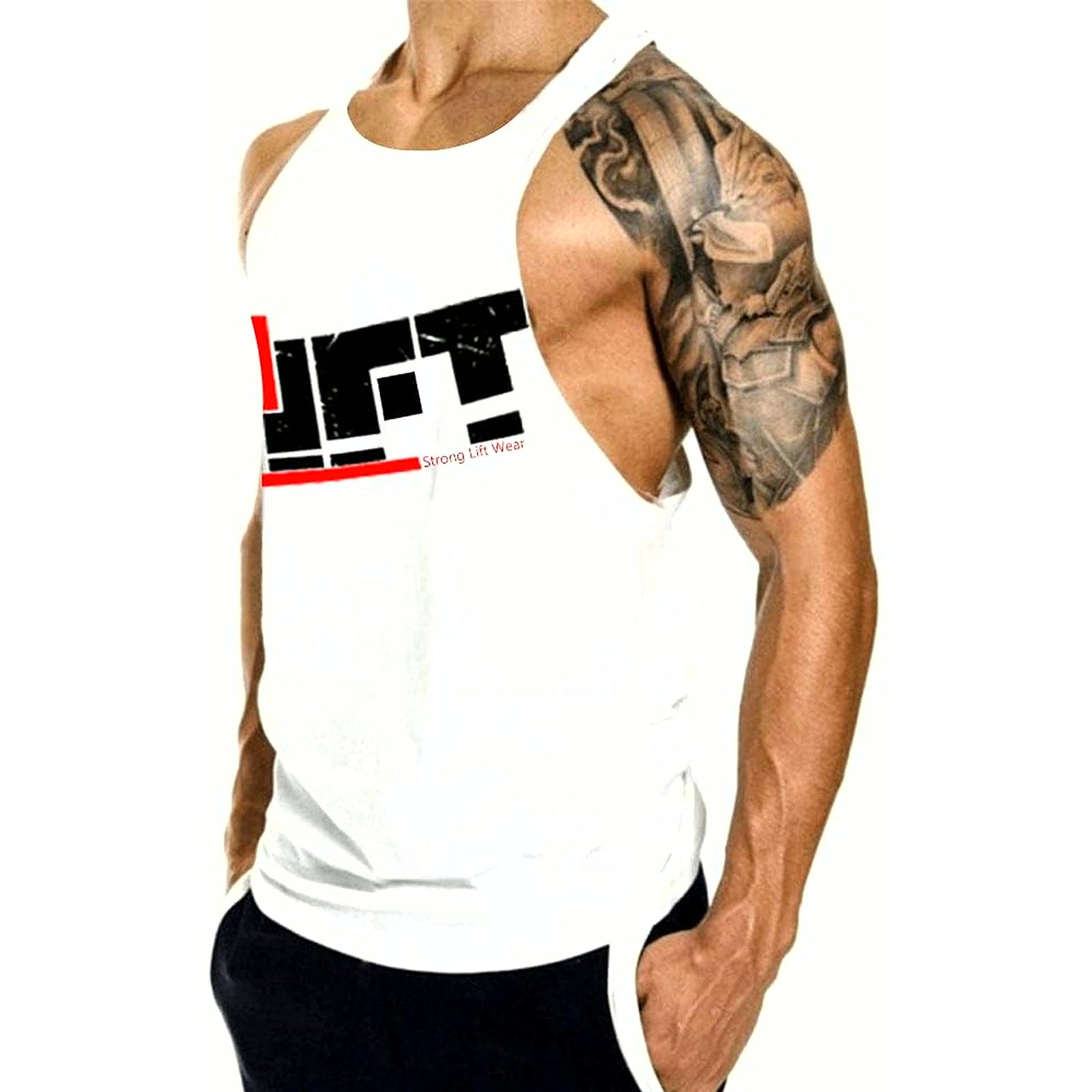 Men'S Gym Bodybuilding Stringer Tank Top Workout Muscle Cut Shirt Fitness Sleeveless Vest