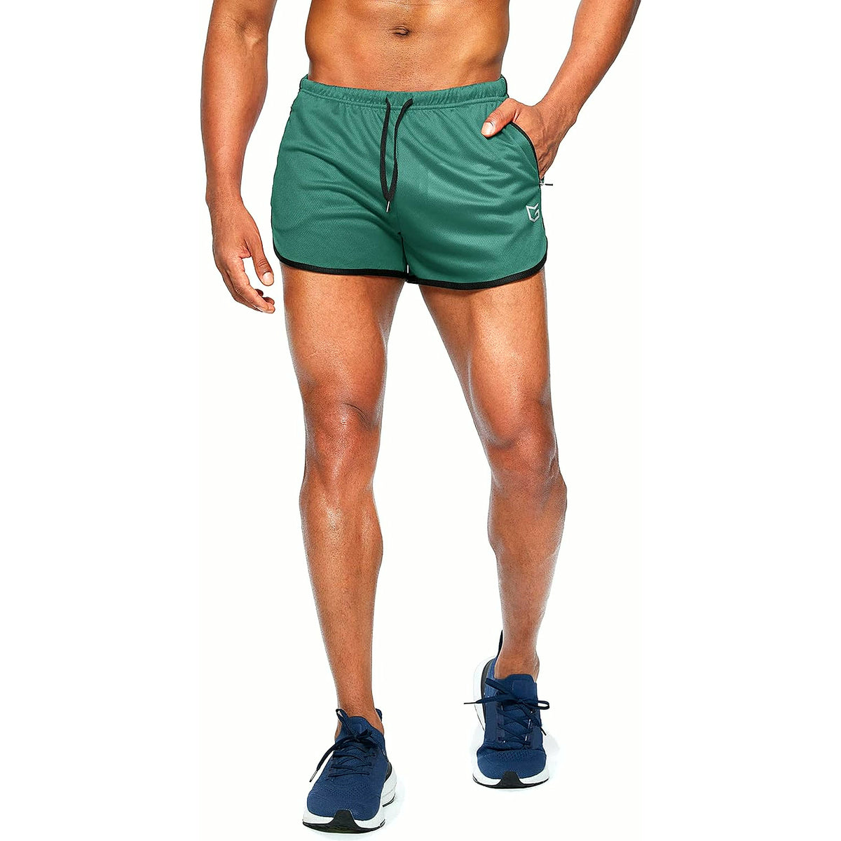 Men'S Running Shorts 3 Inch Quick Dry Gym Athletic Jogging Shorts with Zipper Pockets