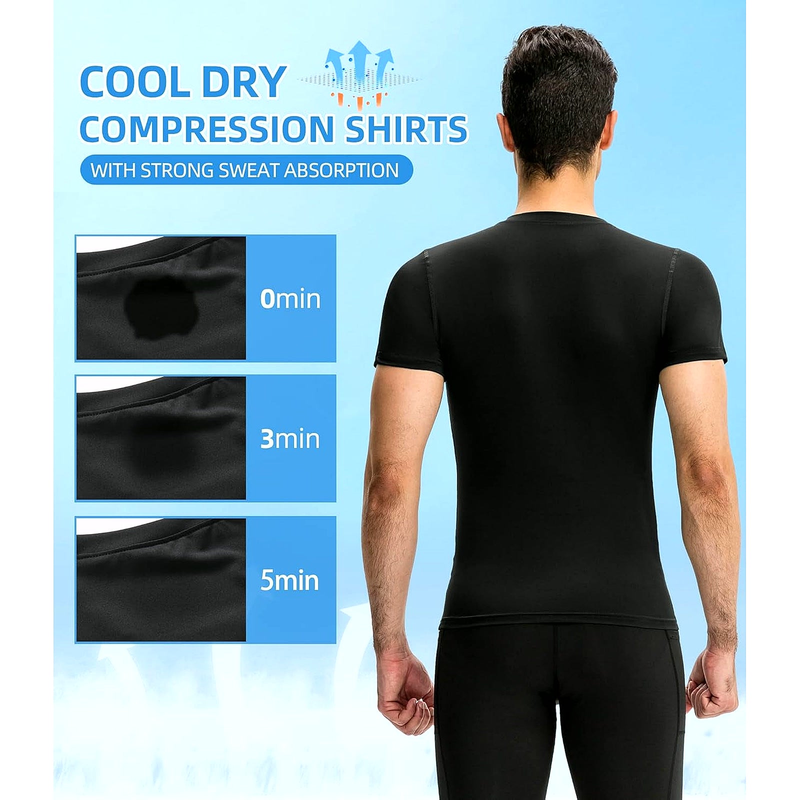 Men'S Compression Shirt Short Sleeve Cool Dry Workout Athletic T-Shirts Sports Undershirt Performance Compression Tops
