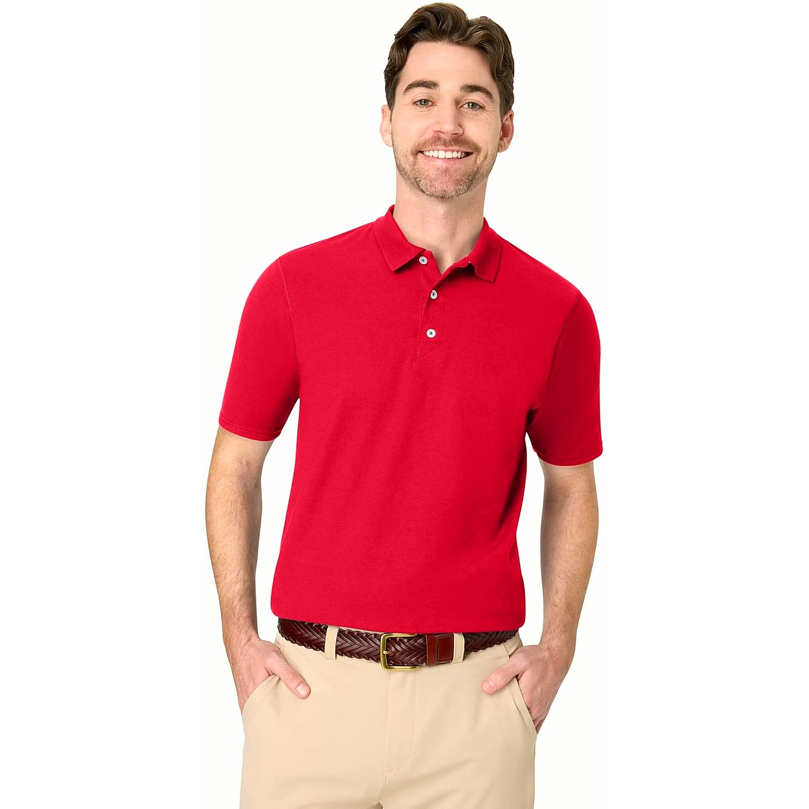 Mens X-Temp Performance Polo, Cotton Blend Sport Shirt for Men with Odor Control