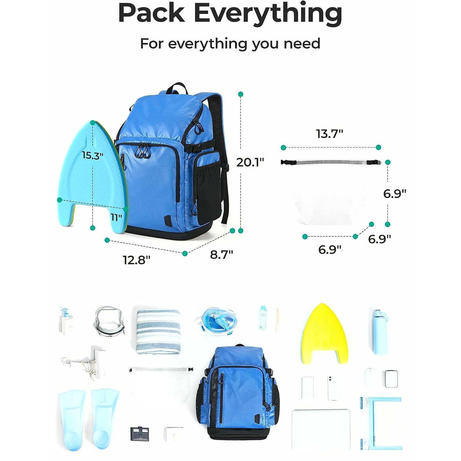 Gym Backpack for Men with Shoe Compartment for Multi-Sport | Water-Resistant Multi-Sport Gym Storage, Expandable Pocket Fits Basketball, Football, Shoe Compartment Separates Swim Gear