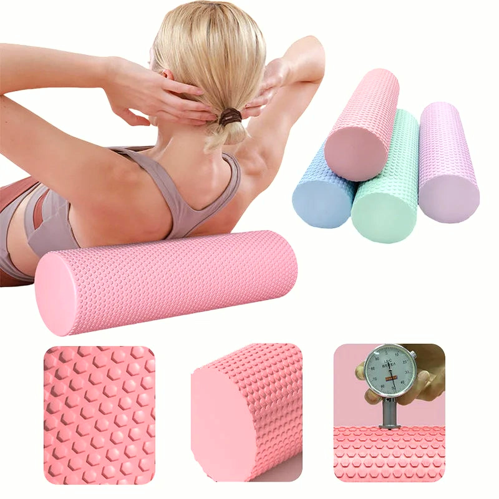 Diameter 9.6Cm Length 30Cm Yoga Roller EVA Foam Cylinder Hexagonal Roller for Pilates Exercise Enhanced Home Workouts