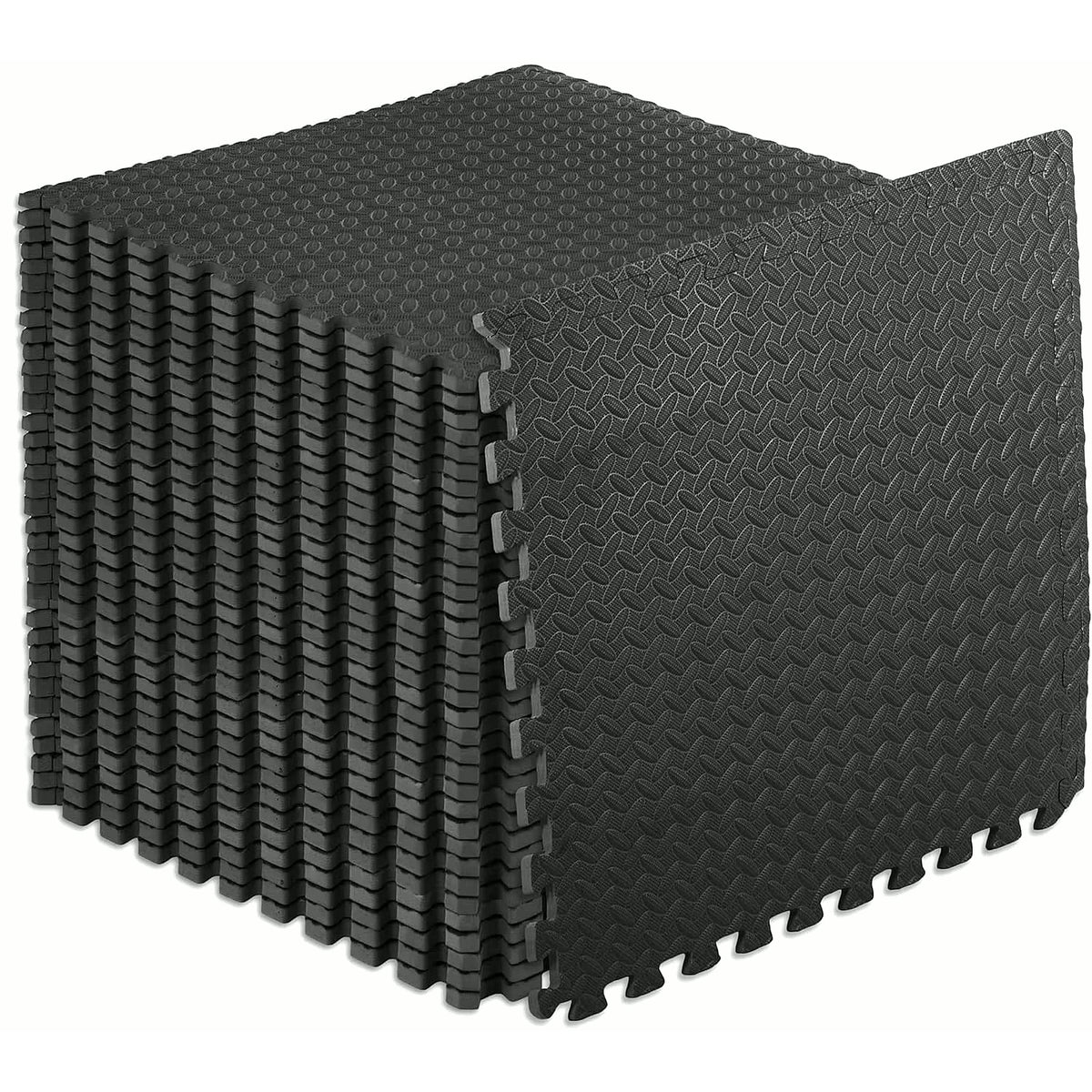 Foam Gym Mat 12 Pieces - Interlocking Puzzle Mat for Home Gym Heavy Duty Gym Floor Mat, Black