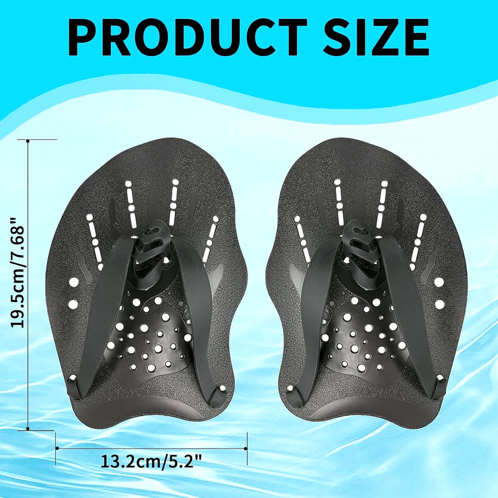2 Pcs Swim Hand Paddles, Swim Paddles with Adjustable Straps for Lap Swimming Training Hand Paddles for Novice and Professional Use