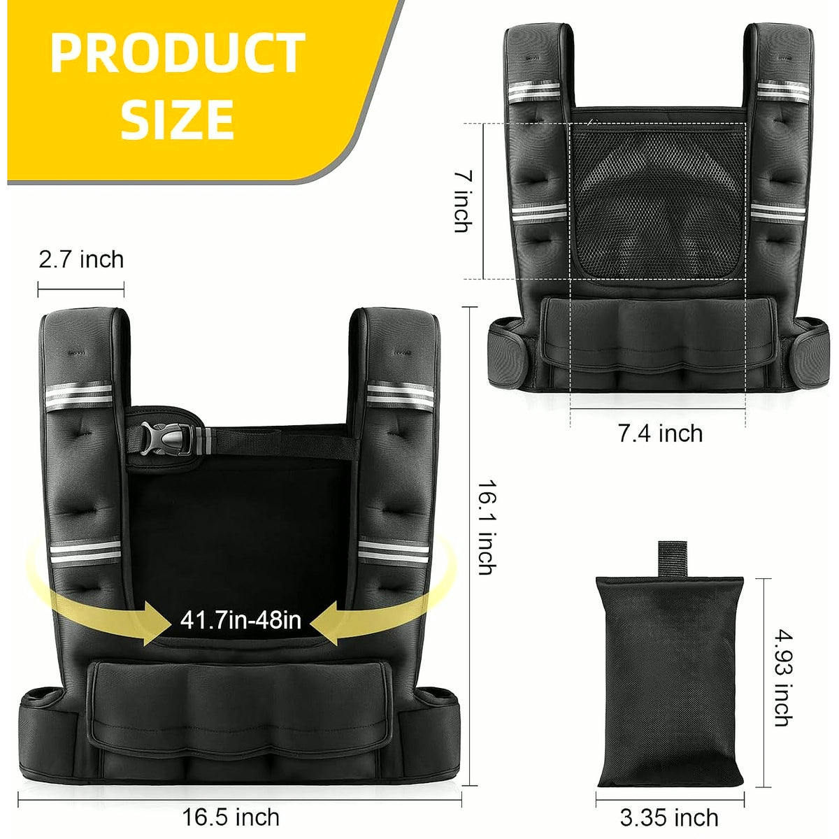 PrimeBuild Adjustable Weighted Vest, product view 2