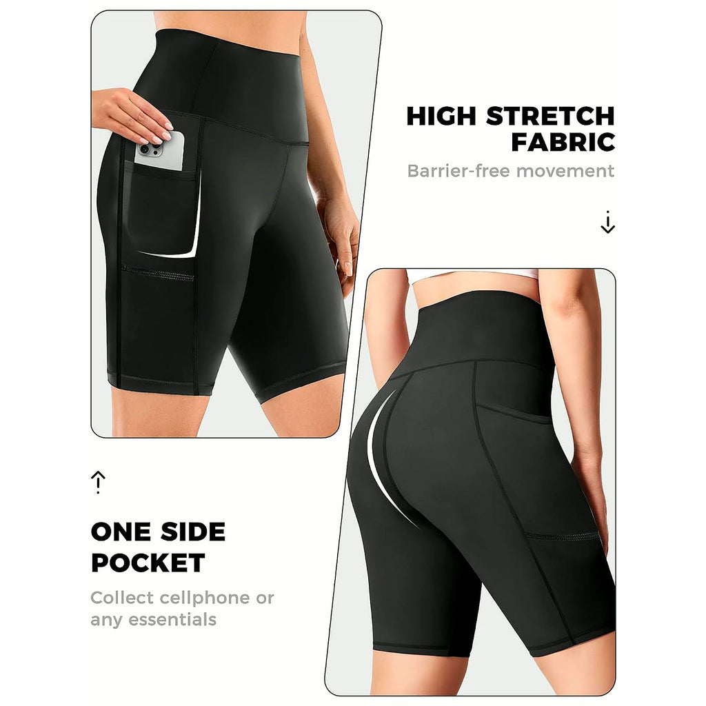 Biker Shorts Women - 5"/8" High Waisted Tummy Control Workout Gym Spandex Yoga Athletic Bike Shorts with Pocket