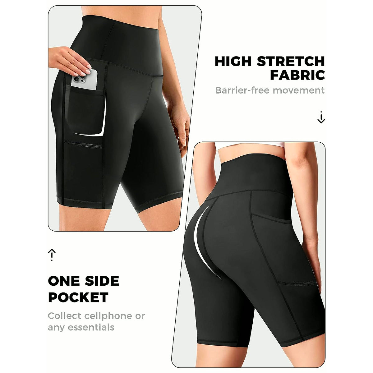 Biker Shorts Women - 5"/8" High Waisted Tummy Control Workout Gym Spandex Yoga Athletic Bike Shorts with Pocket