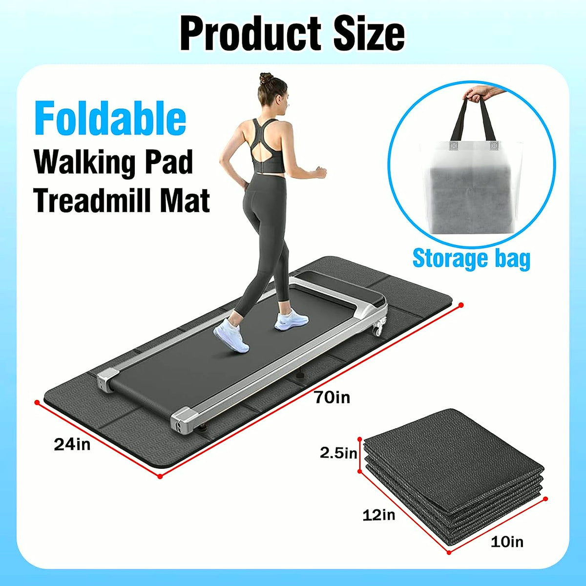 PrimeBuild Foldable Treadmill Mat, product view 2