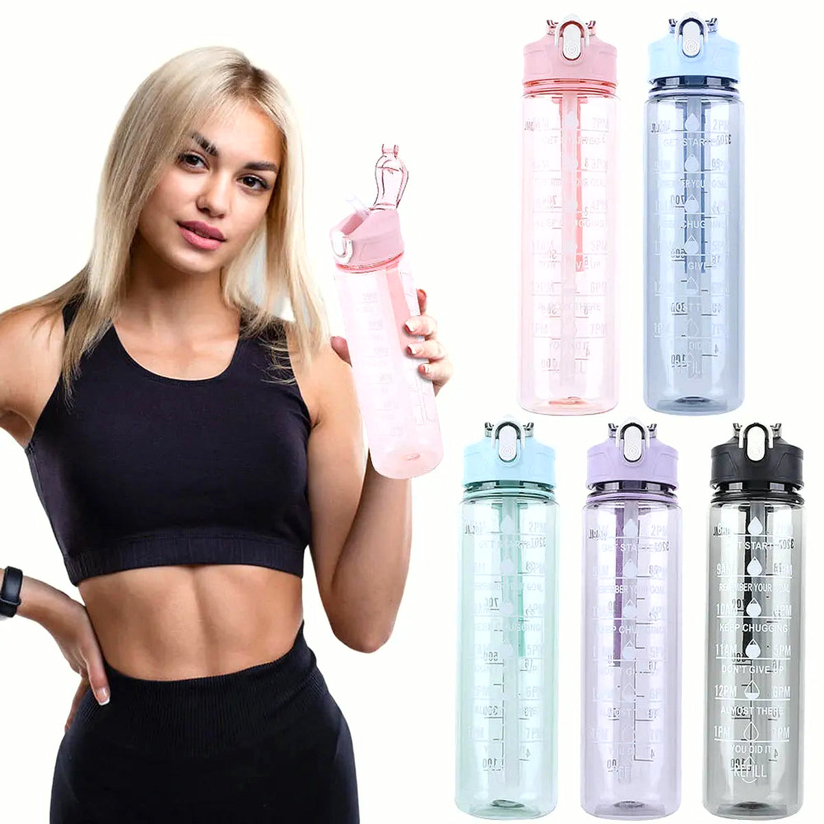 PrimeBuild Motivational Sports Water Bottle, product view 2