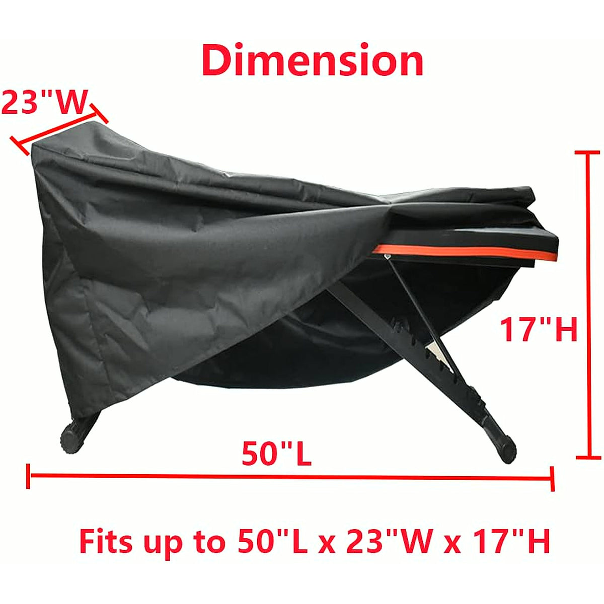Weight Bench Cover, Adjustable Exercise Workout Bench Cover, Waterproof 600D Oxford Fabric for Indoor and Outdoor Use, 50" L X 23" W X 17" H（Black）