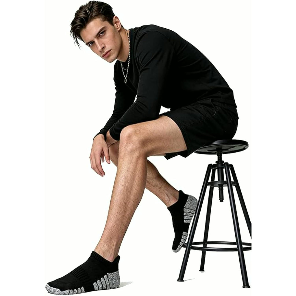 Mens Ankle Athletic Running Socks Low Cut Sports Cushioned Socks for Men 6 Pairs