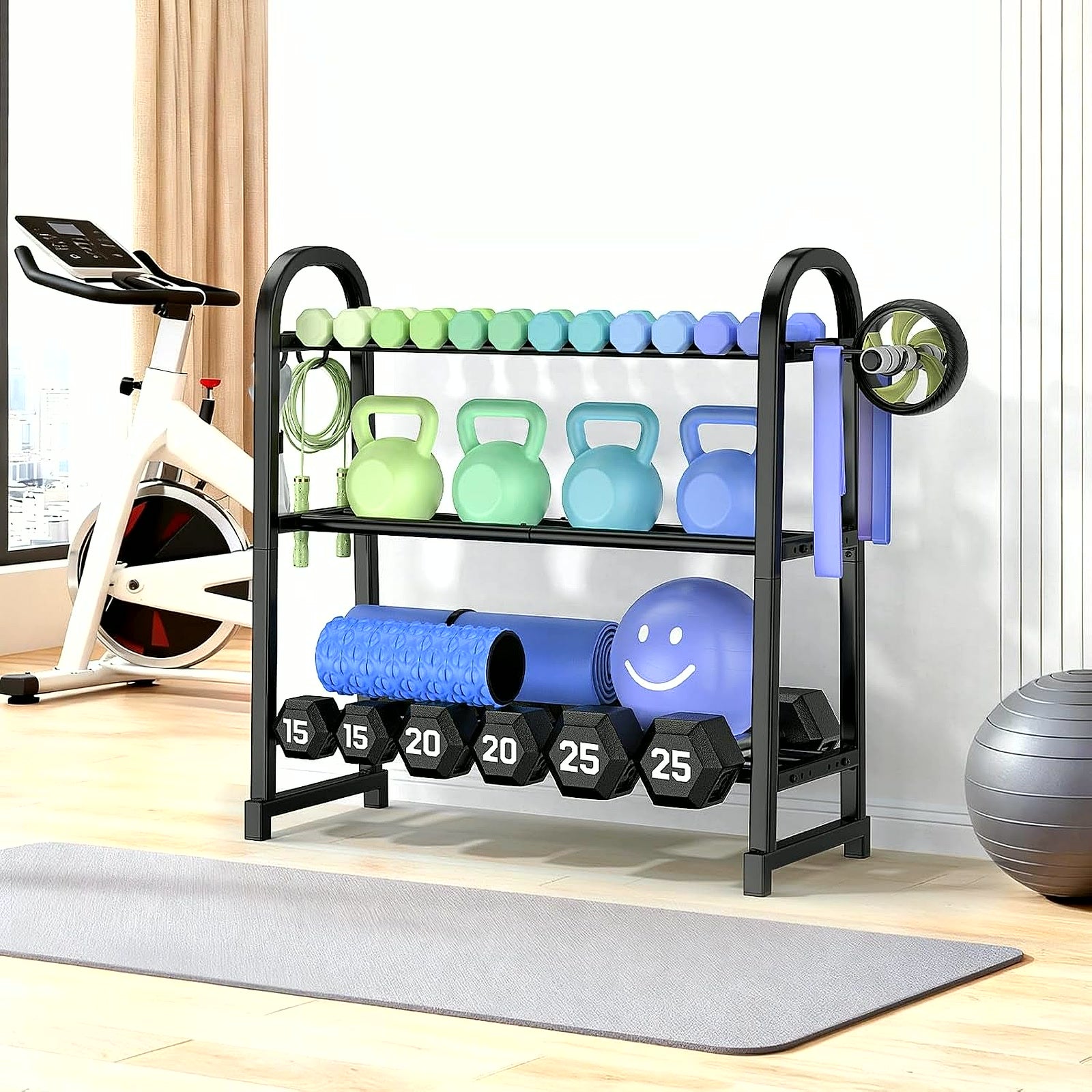 PrimeBuild 3-Tier Dumbbell Rack, product view 3