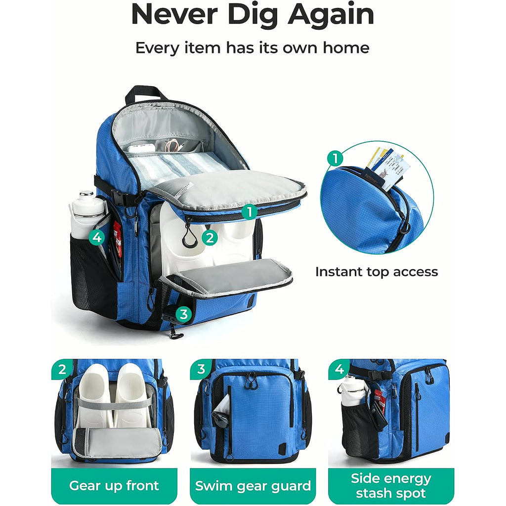 Gym Backpack for Men with Shoe Compartment for Multi-Sport | Water-Resistant Multi-Sport Gym Storage, Expandable Pocket Fits Basketball, Football, Shoe Compartment Separates Swim Gear