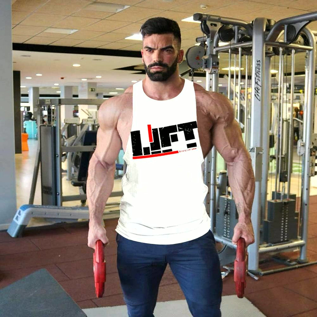 Men'S Gym Bodybuilding Stringer Tank Top Workout Muscle Cut Shirt Fitness Sleeveless Vest