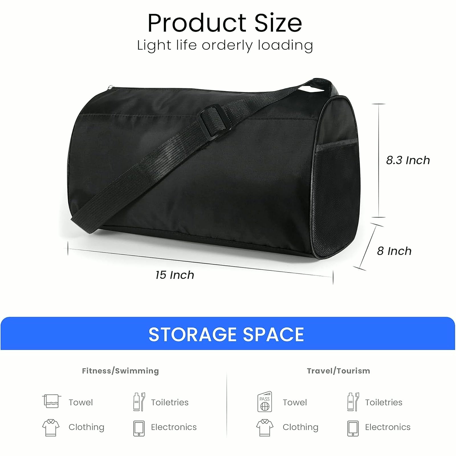 PrimeBuild Compact Gym Duffel Bag, product view 3