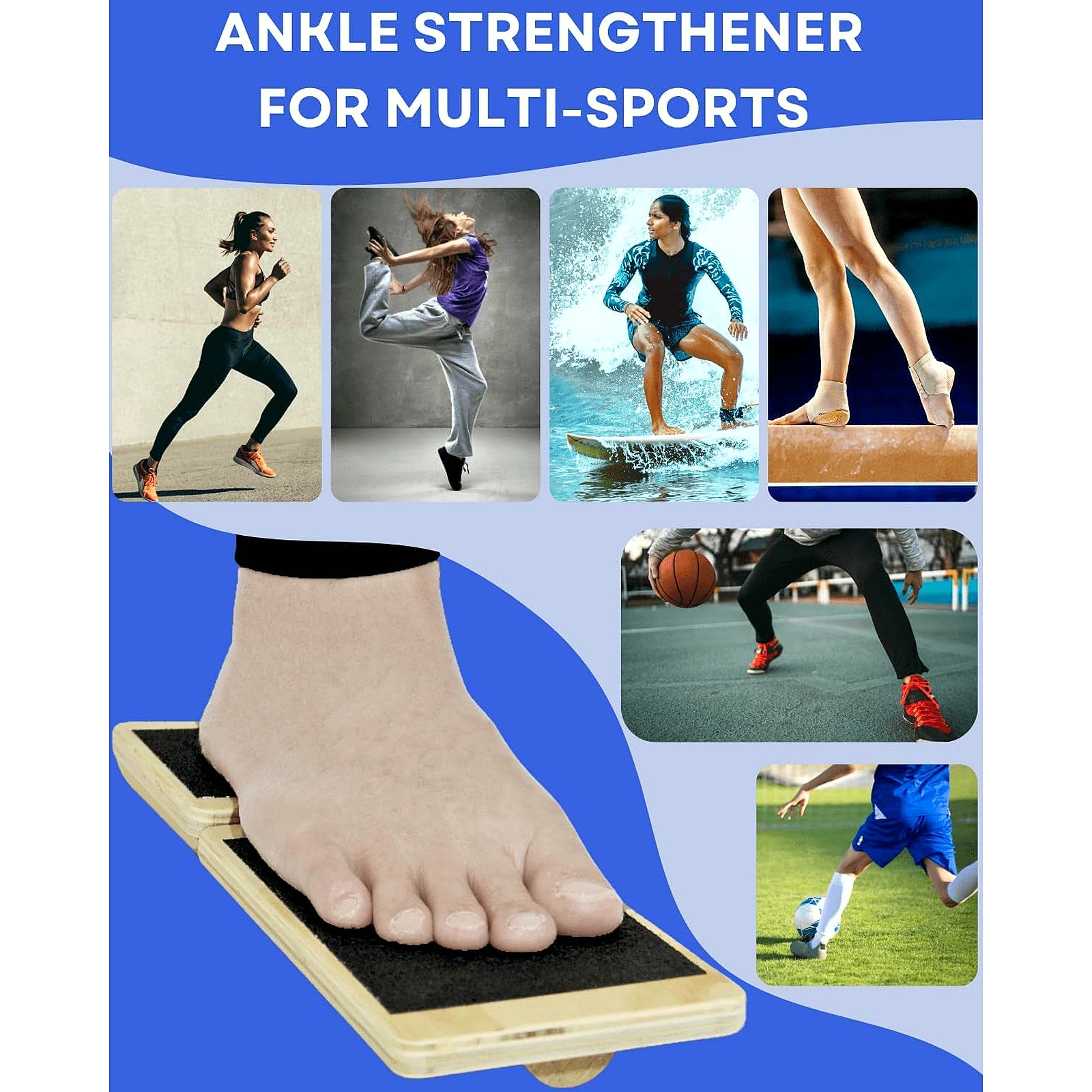Ankle Strengthener, Single Leg Balance Board for Ankle Rehab, Foot Trainer for Mobility, Foot Stretcher for Sprained Ankle, Balancing Wobble Board, Posture Board, Arch Trainer with Brace