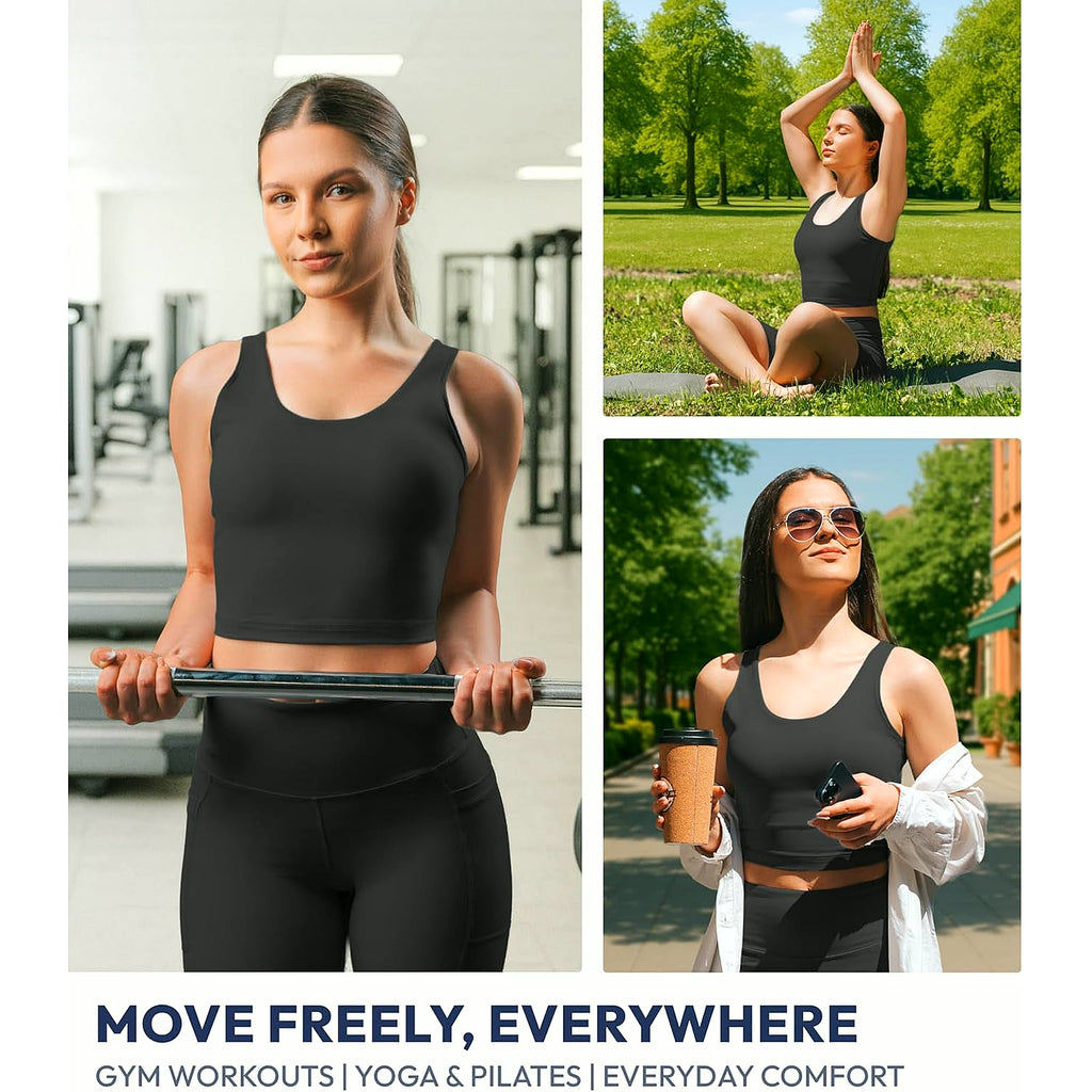 U Tank Sports Bra for Women – Scoop Neck Workout Top with Built-In Cups – Ideal for Yoga, Gym & All-Day Comfort Wear