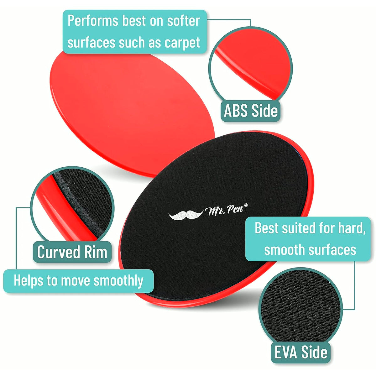Core Sliders for Working Out - 2 Pack Dual Sided Workout Sliders Discs