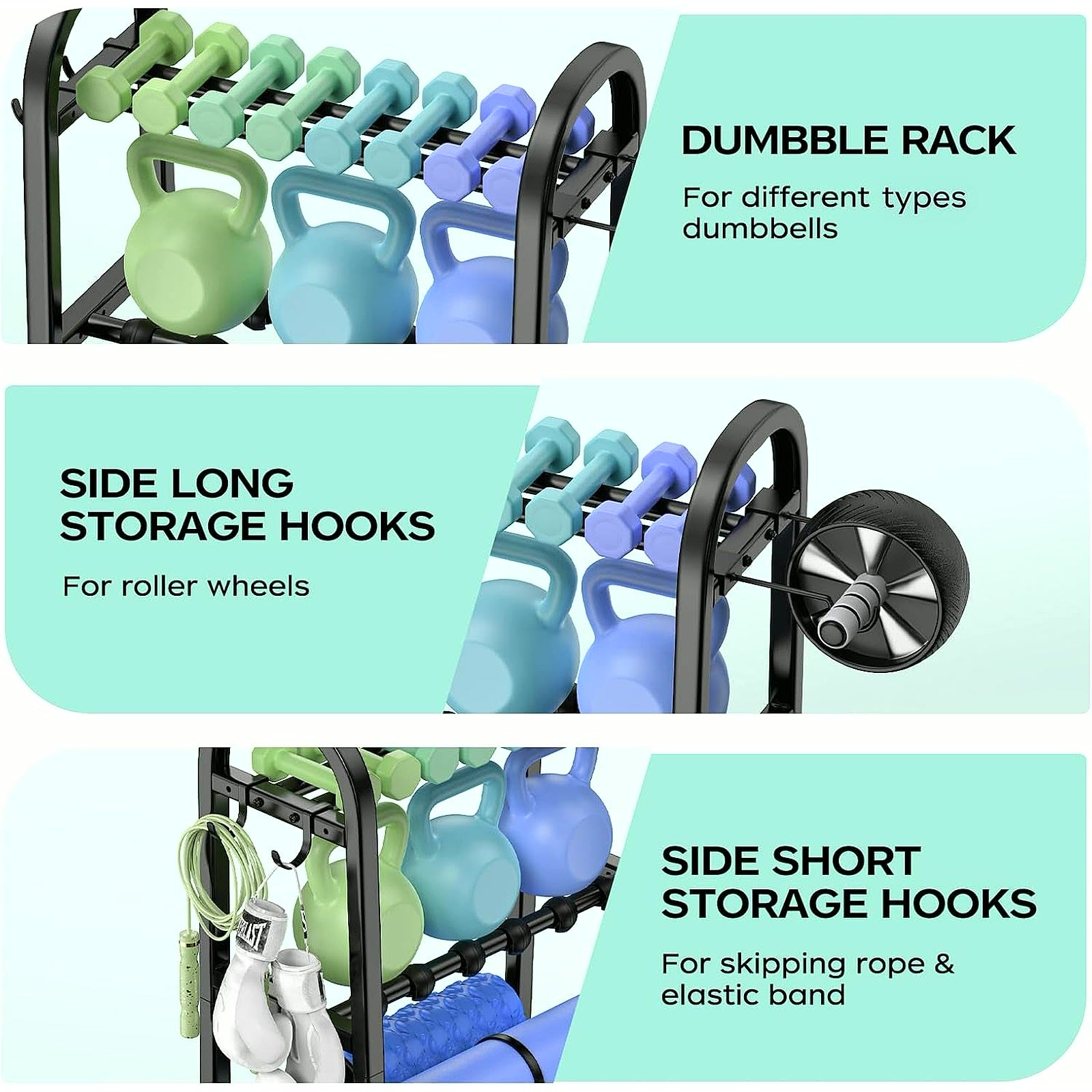 PrimeBuild 3-Tier Dumbbell Rack, product view 4