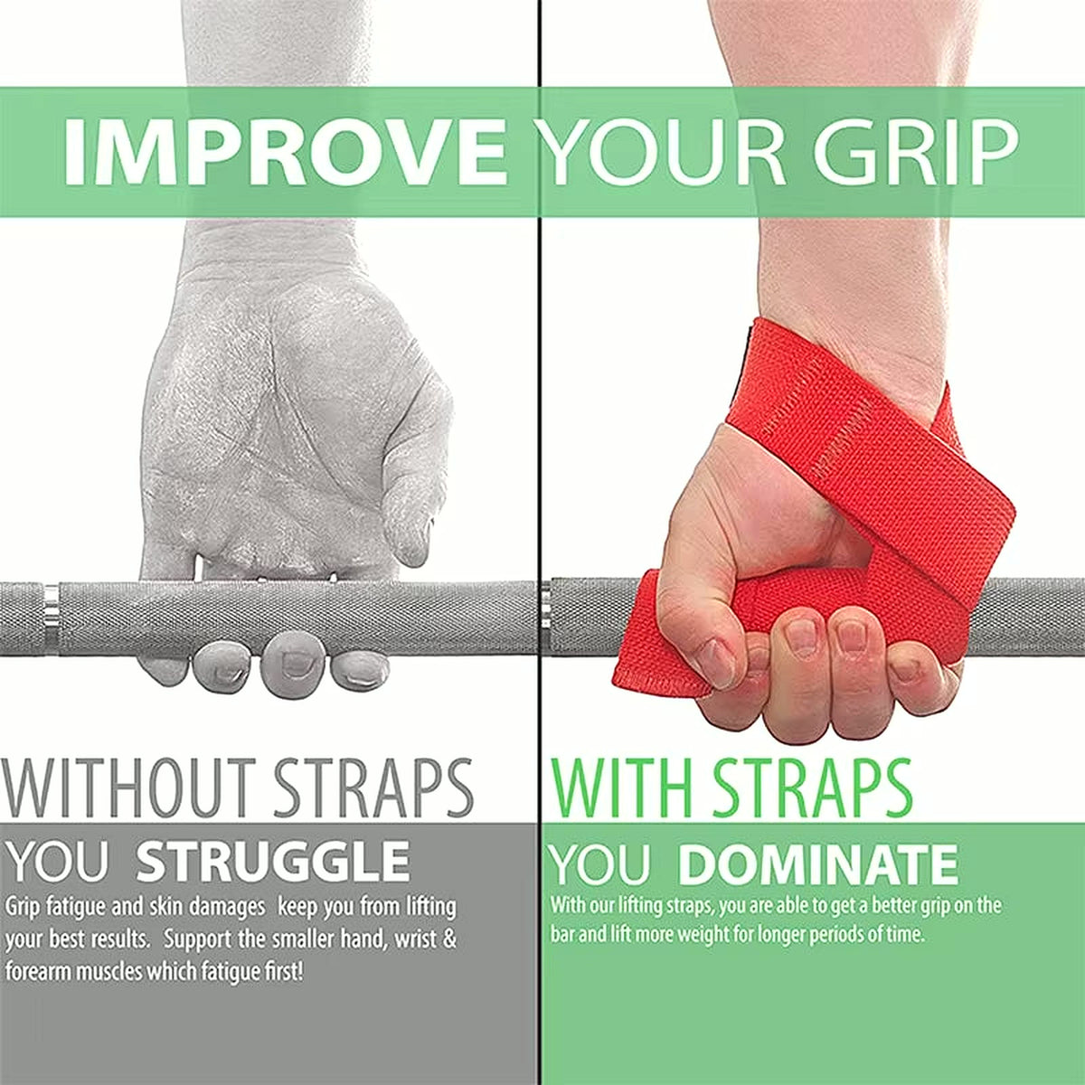 PrimeBuild Weight Lifting Wrist Straps, product view 4