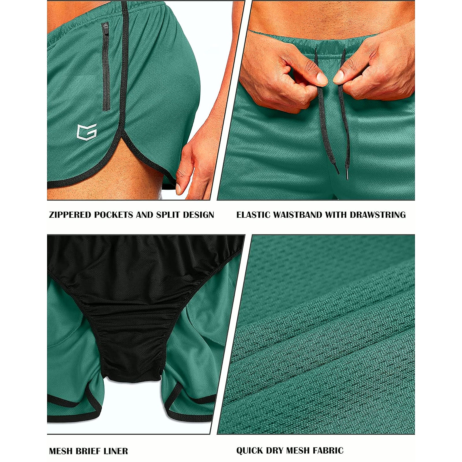 Men'S Running Shorts 3 Inch Quick Dry Gym Athletic Jogging Shorts with Zipper Pockets