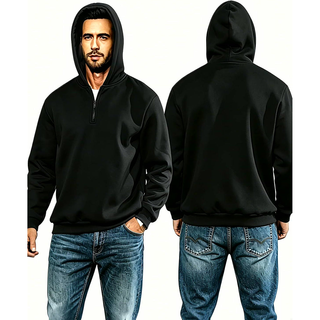Men'S Quarter Zip Pullover Hoodies Half Zip Hoodie Men Long Sleeve Hoodie Fleece Casual 1/4-Zip Sweatshirt S-3XL