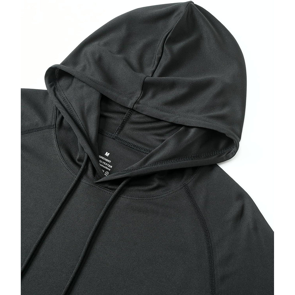 Mens Quick Dry Hoodies Long Sleeve Workout Athletic Gym Hooded Shirts