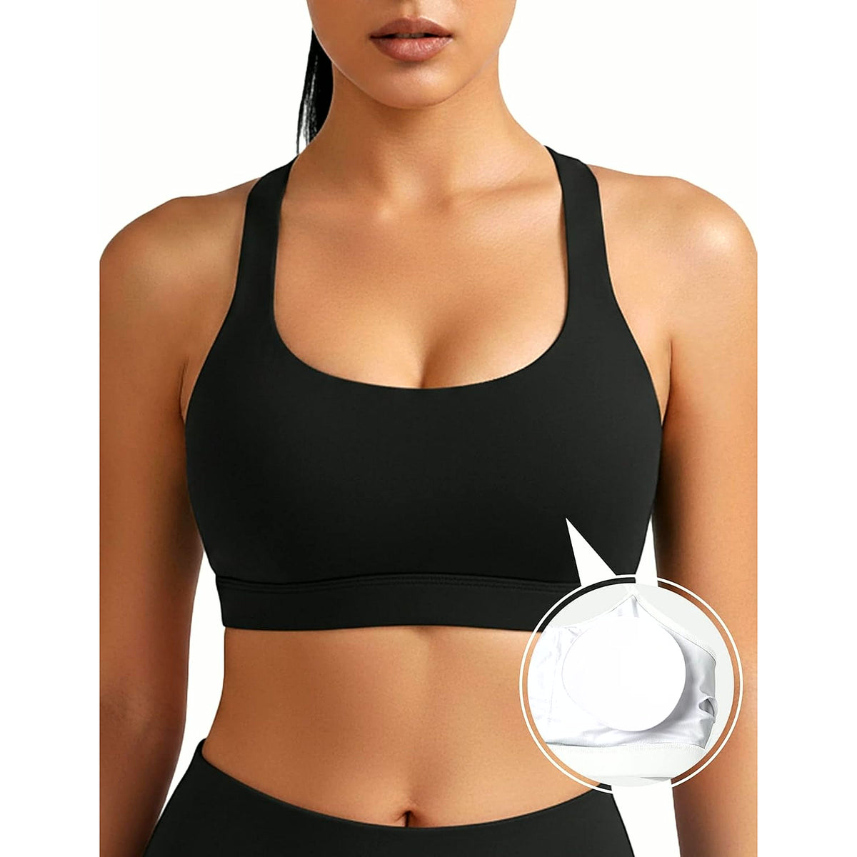 Sports Bra for Women, Criss Cross Back Medium Support Workout Bras with Removable Cups for Yoga Running Gym