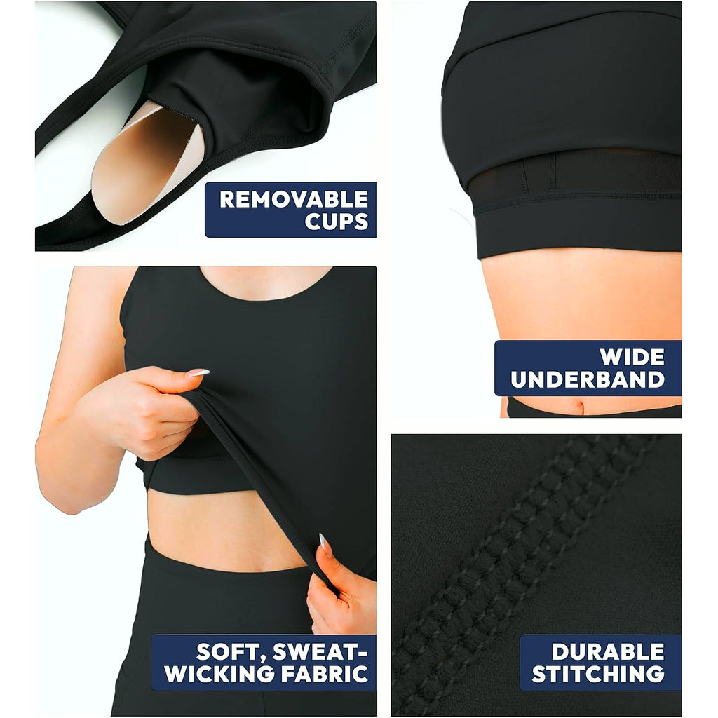 U Tank Sports Bra for Women – Scoop Neck Workout Top with Built-In Cups – Ideal for Yoga, Gym & All-Day Comfort Wear