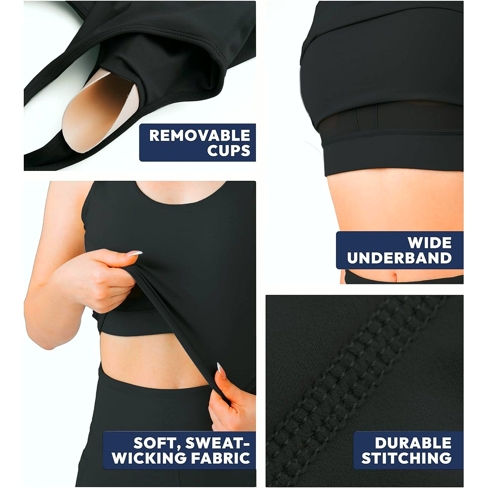 U Tank Sports Bra for Women – Scoop Neck Workout Top with Built-In Cups – Ideal for Yoga, Gym & All-Day Comfort Wear